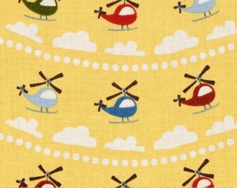Yellow Scoot Helicopters by the YARD - by Deena Rutter for Riley Blake