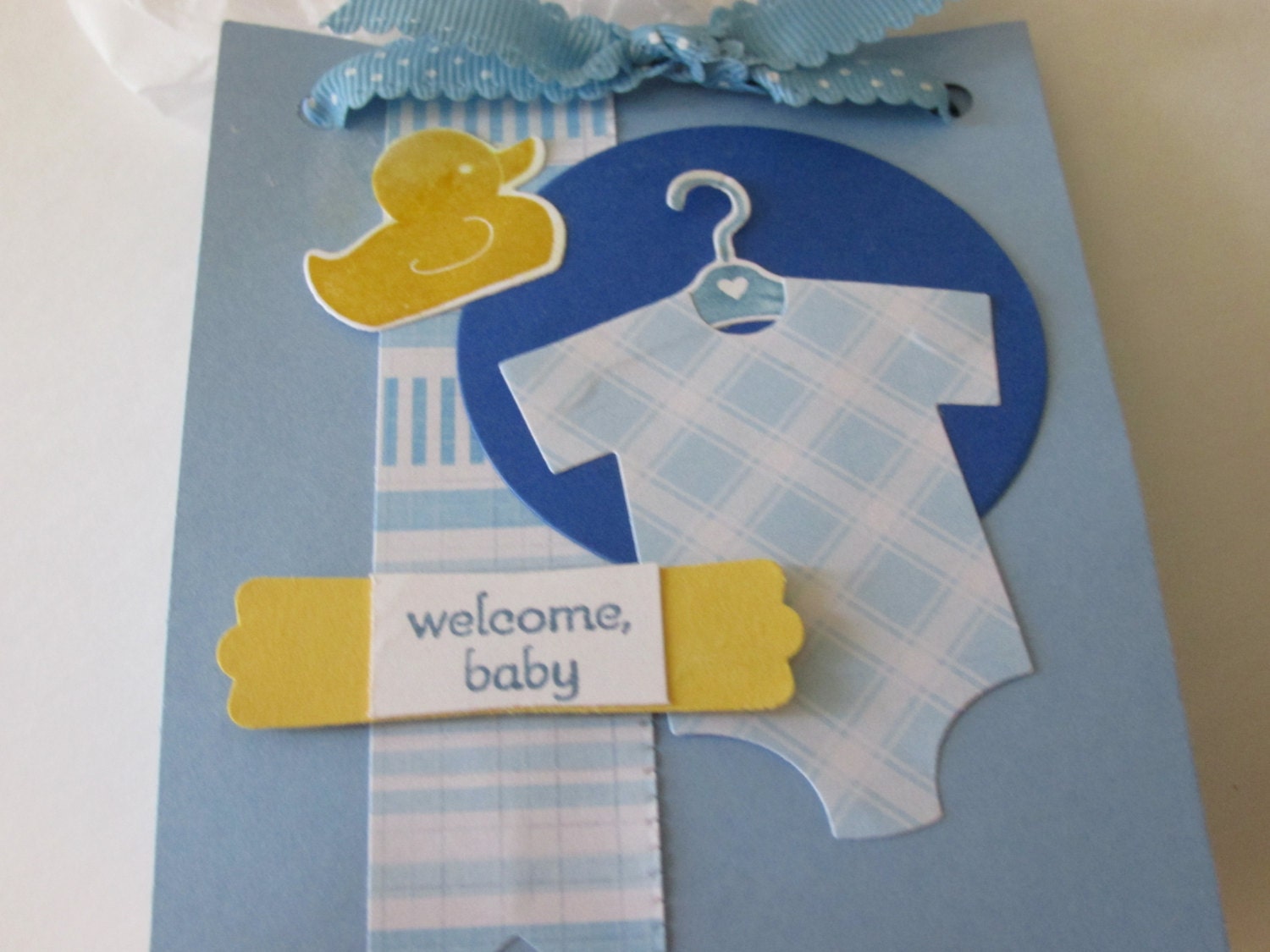 Baby Boy Small Handmade Blue Gift Bag 4 x 4 3/4 from craftnique on Etsy ...