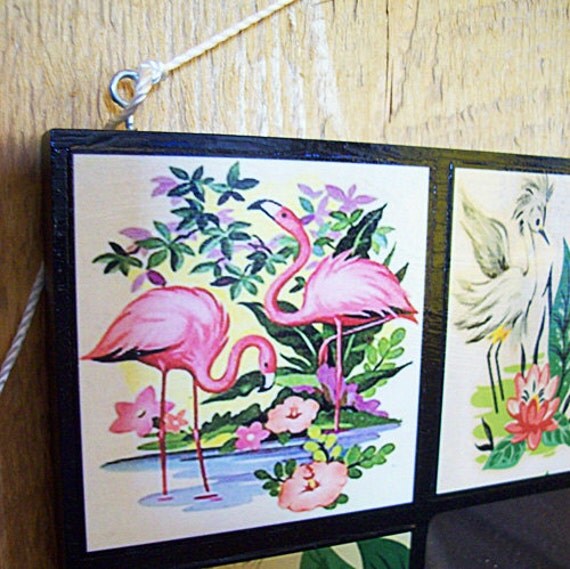pink flamingo mirror retro vintage 1950's Florida