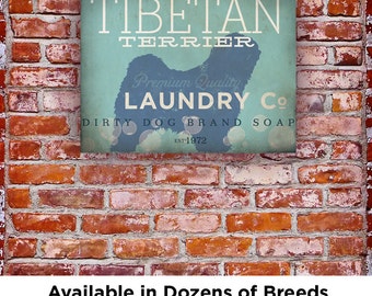 Tibetan Terrier Laundry Company illustration graphic art on canvas by stephen fowler