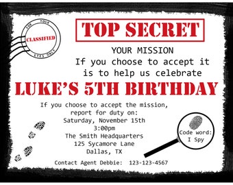 Secret Agent Party Invitations Free 4