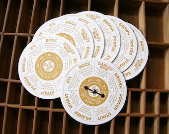 letterpress beer coasters spinner