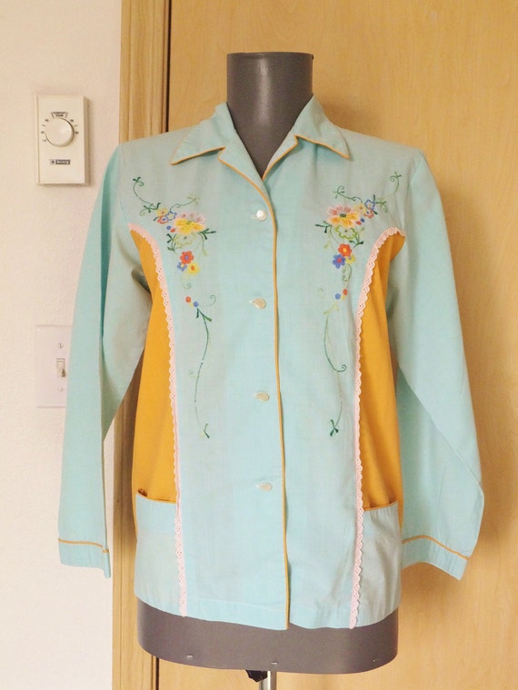 Vintage 1950s Womens Pajamas Embroidered PJs Vintage Pyjamas