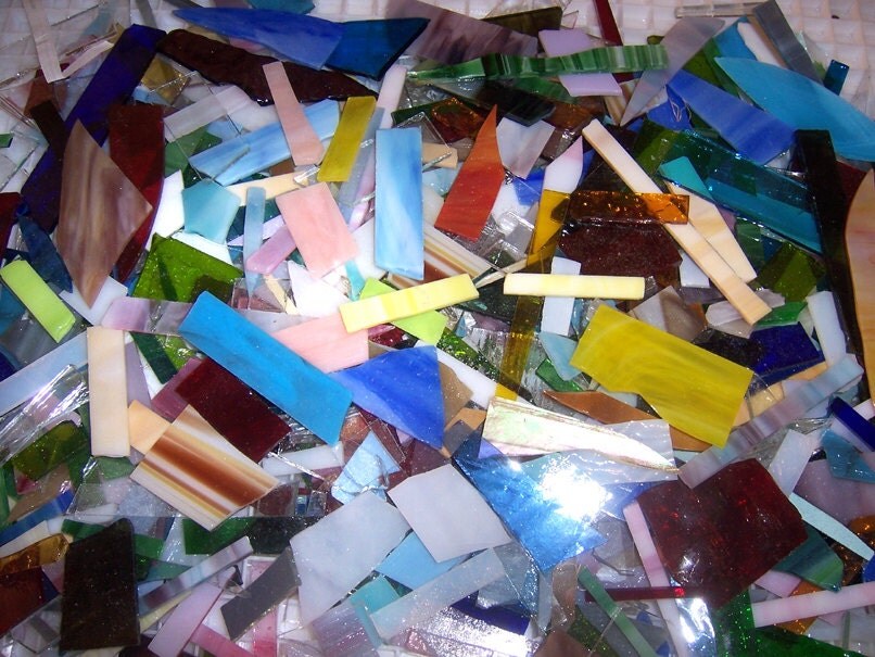 5lbs Small Scrap Pieces Stained Glass Mosaic Tiles