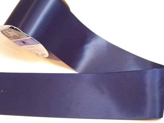 Navy Blue Single-Faced Satin Ribbon 3 1/2 inches wide x 3