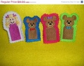 Christmas In July Sale Goldielocks and the Three Bears Finger Puppets set of 4 Il_170x135