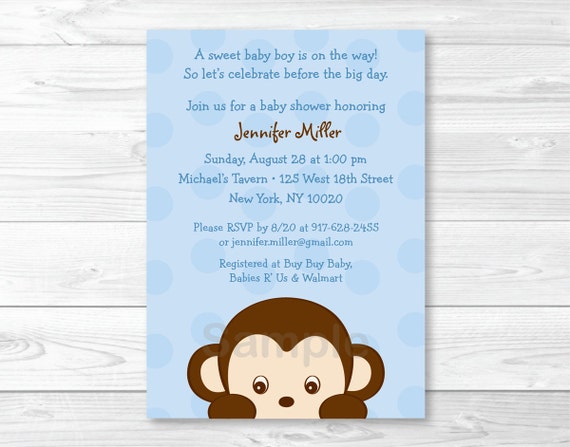 Monkey Baby Shower Invitation PRINTABLE Il_570xn