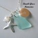 Sea Glass Jewelry Personalized Seaglass Pendant Necklace, Monogrammed Initial Aqua Beach Glass Necklace Strand Necklace