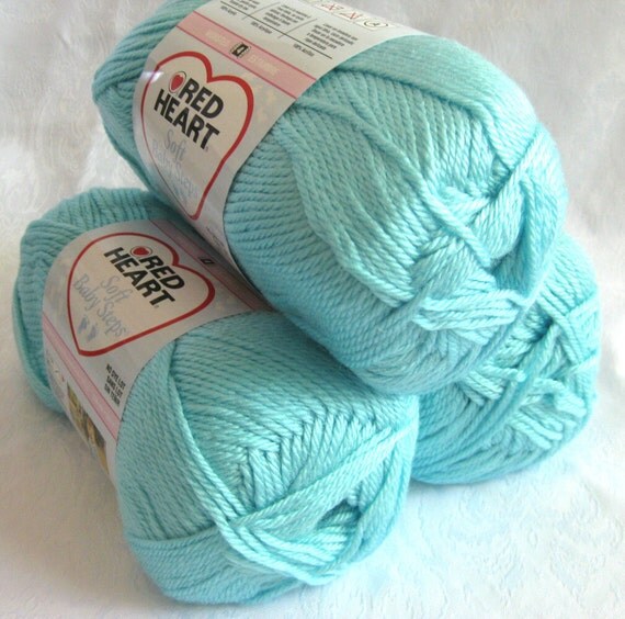 AQUA blue yarn worsted weight Red Heart Soft Baby by crochetgal
