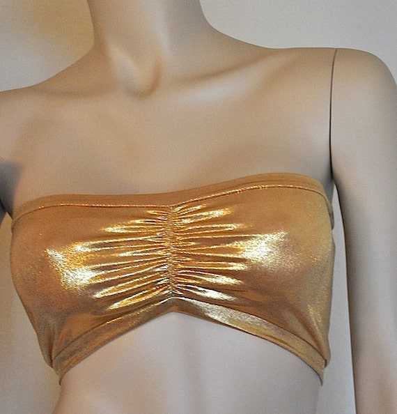 Hot Yoga Bandeau Gold Metallic Tube Top Yoga clothes bikini top rave costume eBay