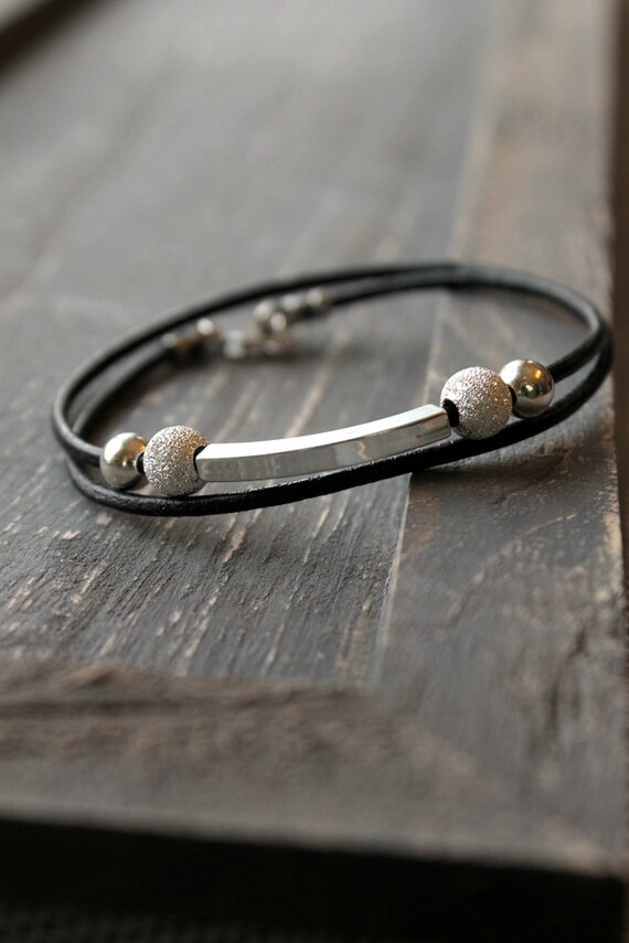 Leather Bracelet Double Wrap Bracelet by nancywallisdesigns