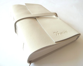 Personalised Leather Journal, White