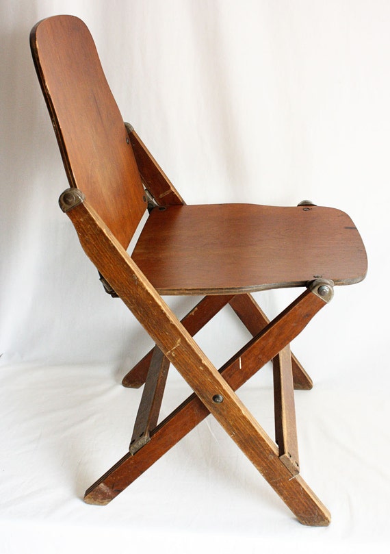 Vintage wood folding chair American Seating Co WWII chair