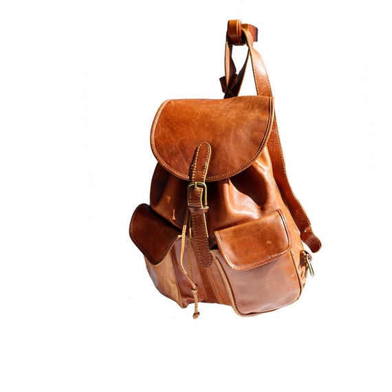 Warm Wassail Brown Leather Backpack by TanakaVintage on Etsy