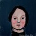 Acrylic Portrait Painting, 4x4, Mini Painting, Suzy, Original, Little Girl, Dark Gray