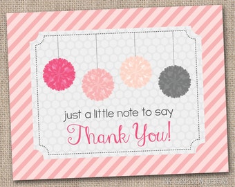 Printable Thank You Card Design Girls by InkObsessionDesigns