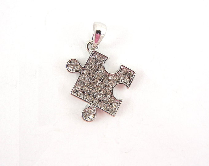 Puzzle Piece Pendant Autism Symbol Silver-tone