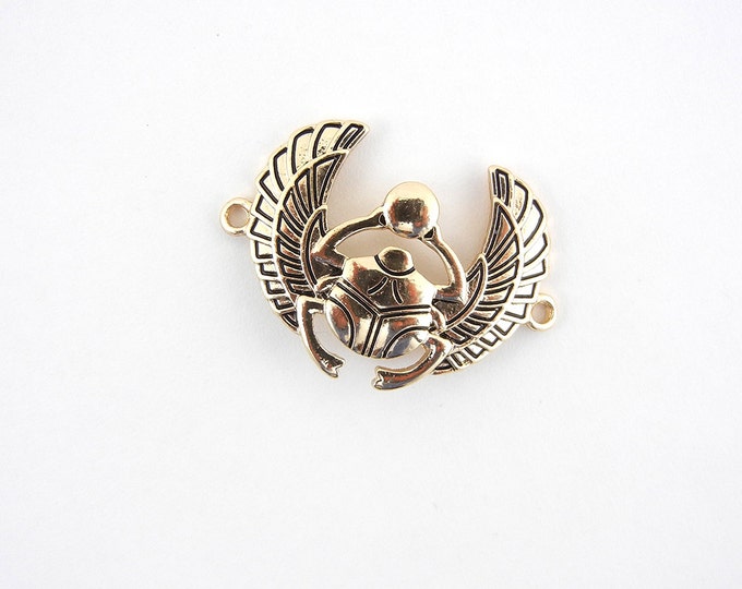 Double Link Gold-tone Scarab Beetle Charm