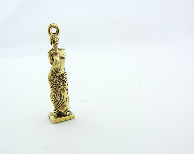 Gold-tone Pewter Charm of the Venus de Milo Sculpture
