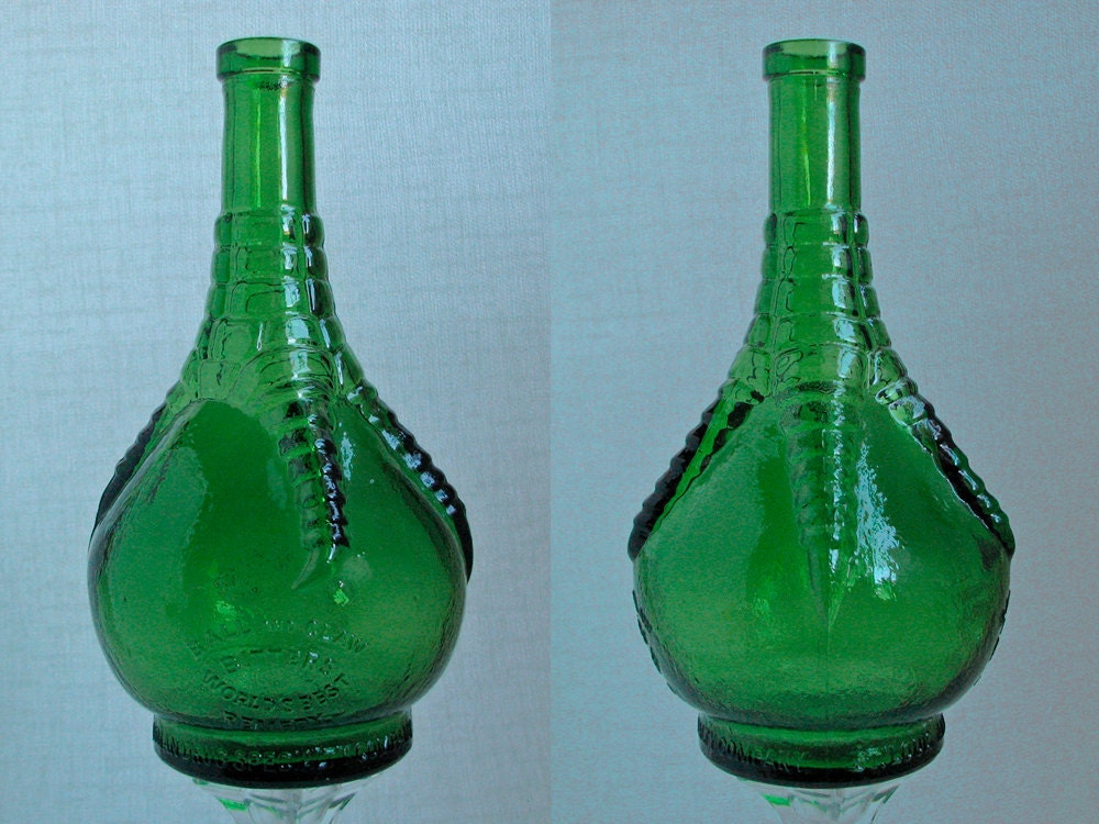 Vintage BALL and CLAW BITTERS Bottle Wheaton Replica Avocado