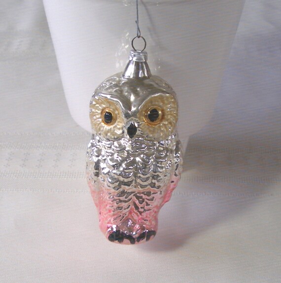 Vintage Owl Ornament RARE Antique Mercury Glass Christmas Decoration