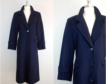 Items similar to Blue Winter Coat / Wool Coat / Trench Coat / Long ...