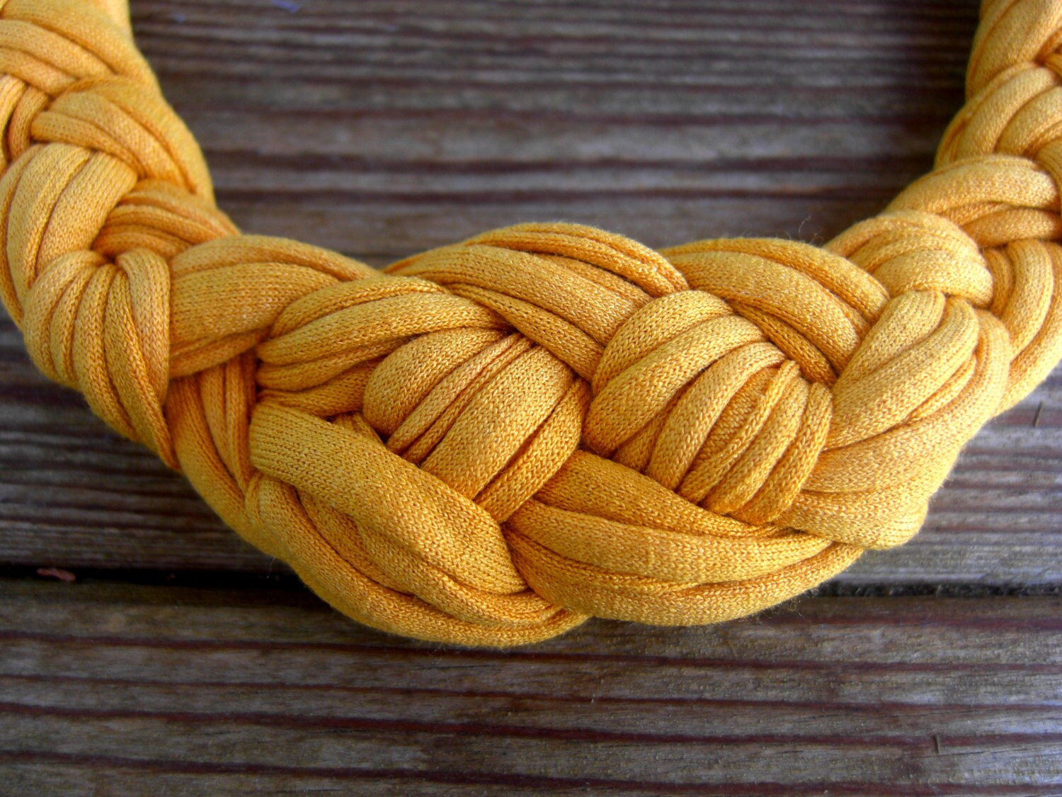 Mustard Braided Necklace Chunky Necklace Mustard Knotted by Tayny