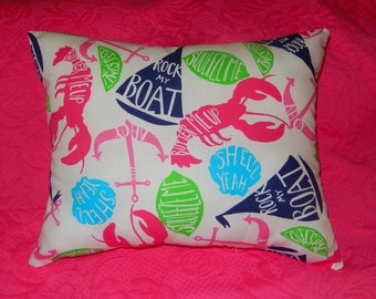 New Pillow made with Lilly Pulitzer Butter Me Up fabric