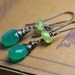 Green Earrings Green Onyx and Peridot Earrings Rustic Jewelry Antiqued Copper Wire Wrapped