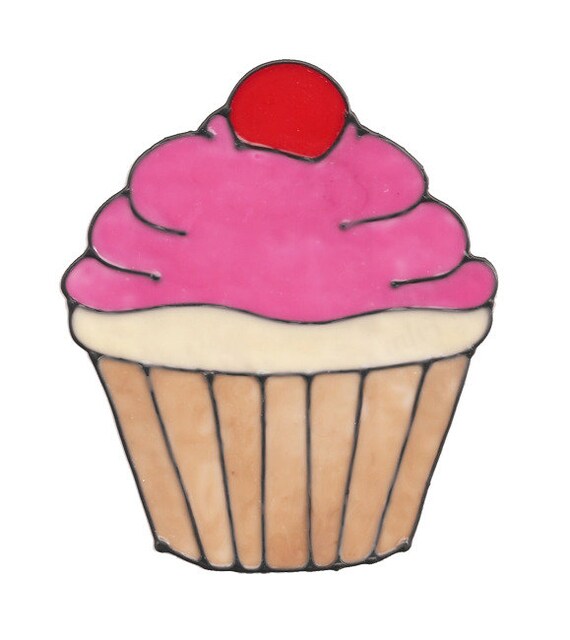 on leading glass stick Cupcake Window Colorfulimpressions on Pink Cling Frosting by Etsy