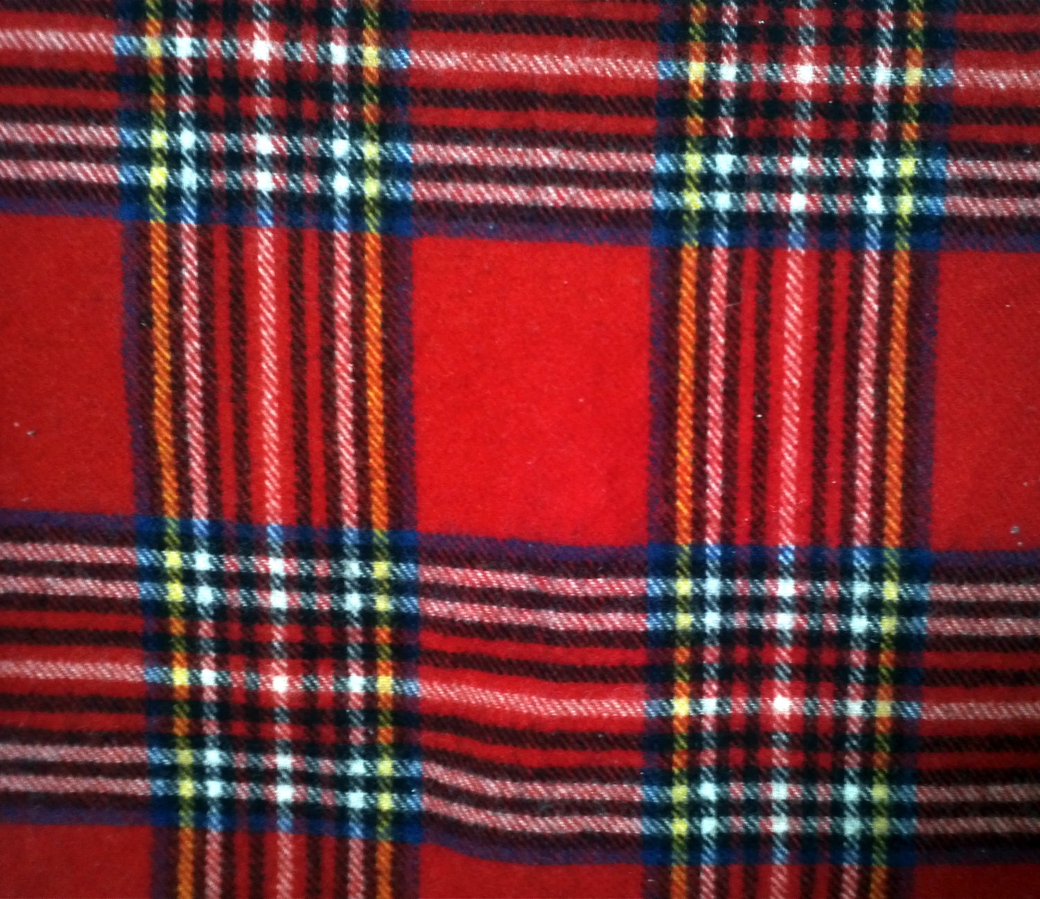Vintage FARIBO Red Plaid Wool Blanket Throw