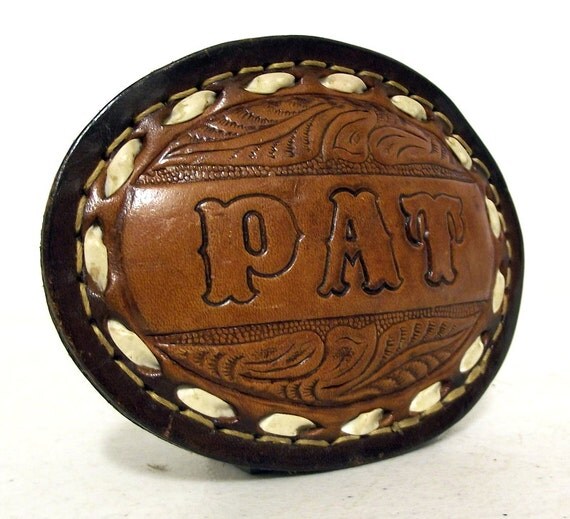 Vintage belt buckle personalized with name by honeyblossomstudio