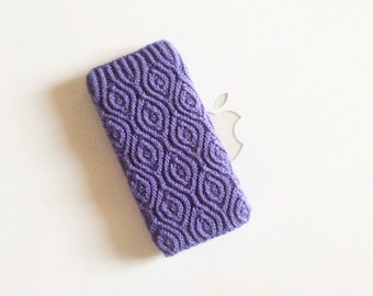 iPhone 5 iTouch 5 Case Cover Hand Knit in Wool - Original Aster Almondine Design