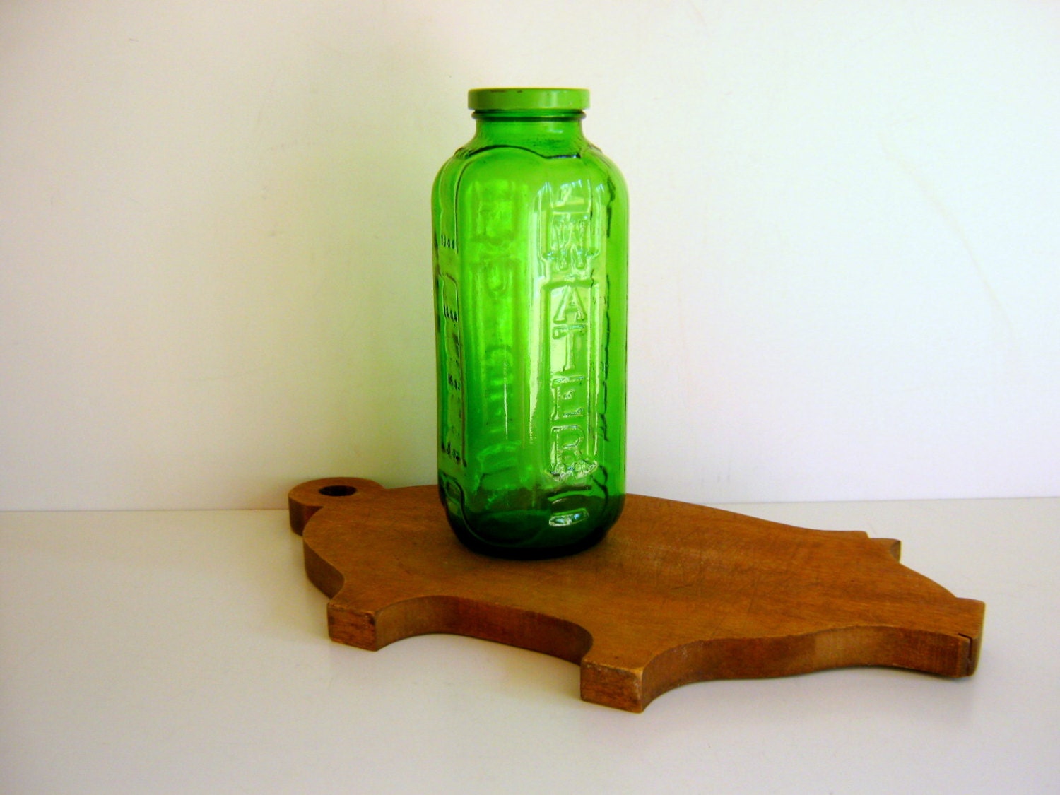 Vintage Green Glass Water Bottle Juice Bottle Refrigerator