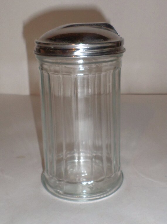 Vintage Glass Sugar Dispenser Diner Style Ribbed Glass Sugar