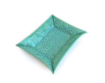 festive hand built porcelain tray ... jade