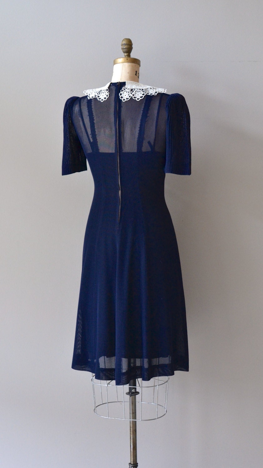 Good Fortune dress / vintage 1930s dress / blue rayon 30s