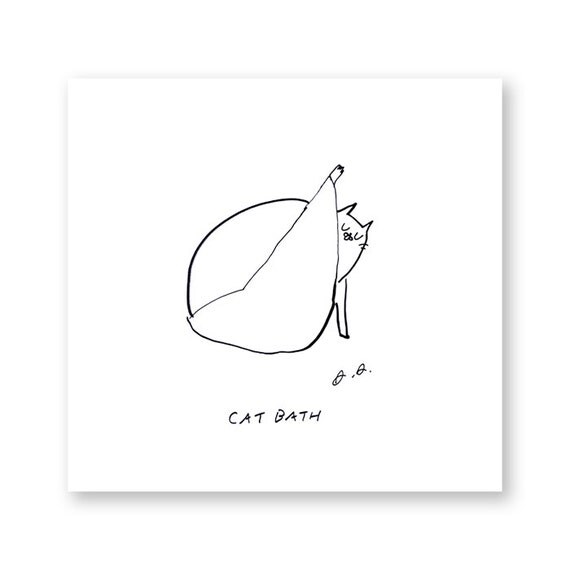 Cat Bath Illustration Cat Print by jamieshelman on Etsy