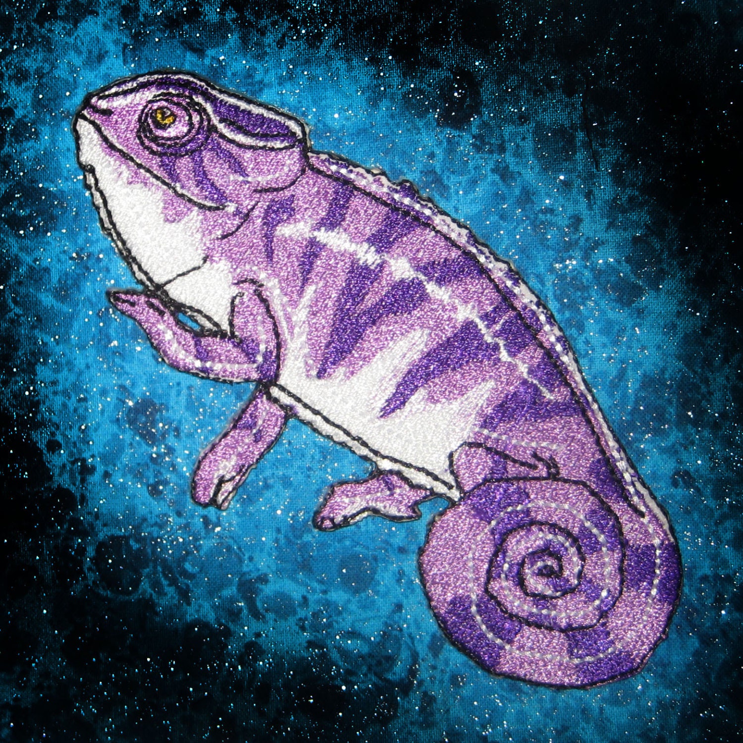 Purple Panther Chameleon Iron on Patch