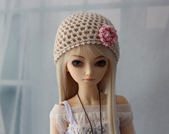 Tan Crochet hat for MSD BJD, 1/4 Dollfie, Minifee