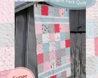 Baby Quilt Pattern "Beginner's Luck" Easy Charm Pack Quilt PDF Download