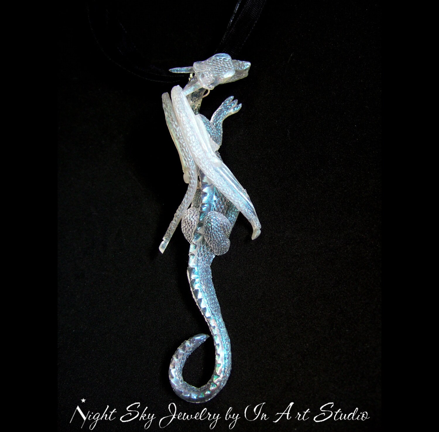 Download Dragon Pendant Necklace Winged Dragon Jewelry in Iridescent