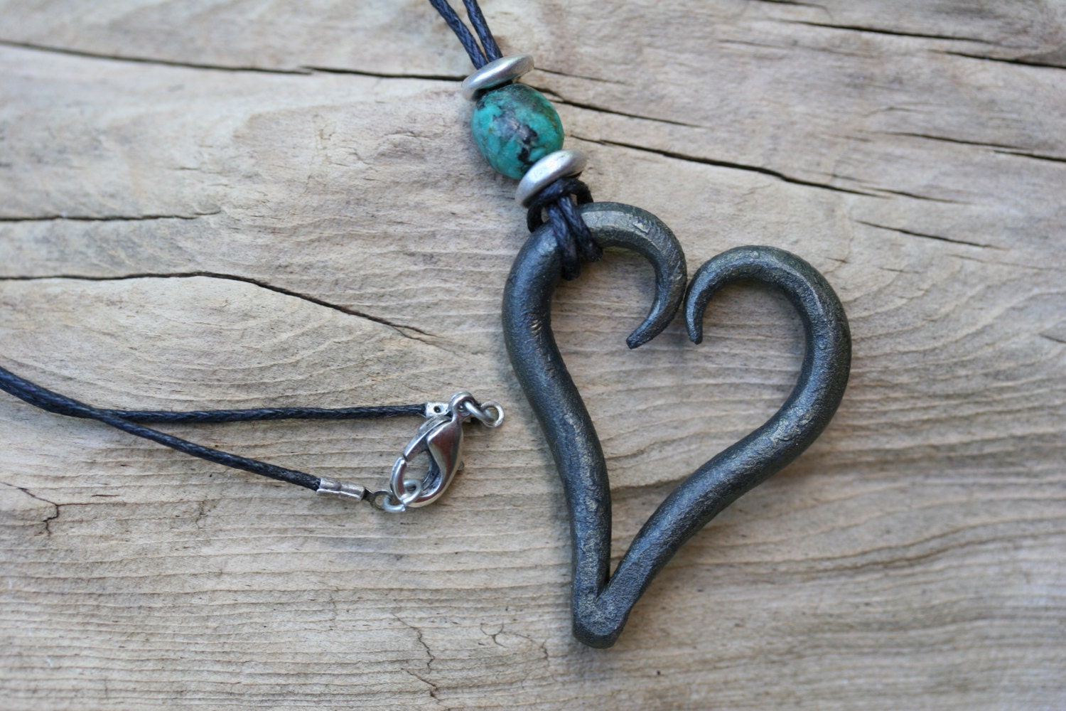 Iron Heart Necklace Hand Iron Blacksmith Heart