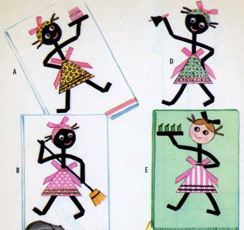 PATTERN 2394 10 Inch Stick Figure in Applique for Aprons 1950s