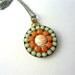 Coral Green Necklace, Circle, Medallion, Summer Brights, Orange,Mint
