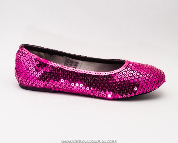 Fuchsia Hot Pink Sequin Slipper Ballet Flats by princesspumps