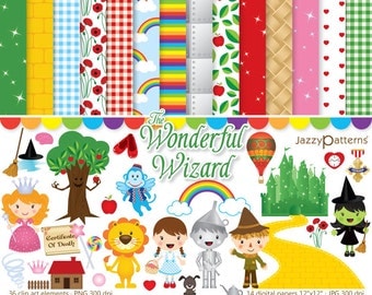 Wizard of Oz clipart and digital papers. Instant download (DK022)
