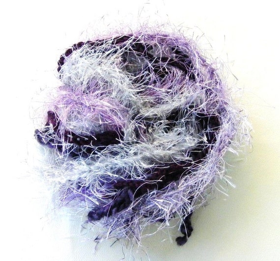 Long Crochet Fuzzy Purple and Gray Scarf by meiguidesigns on Etsy