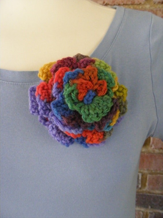 MultiColored Handmade Crochet Pin Hair Barrette by meiguidesigns