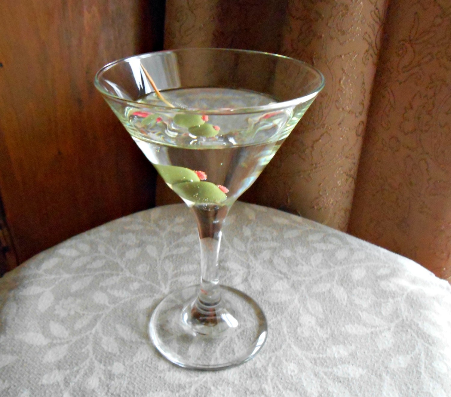 Glass of Fake Martini With Two Olives 6.25 Faux by FakeFoodDecor